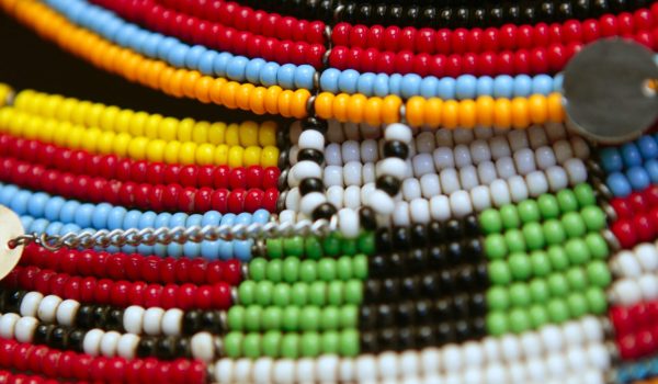 African ethnic colorful jewellery necklaces with selective focus